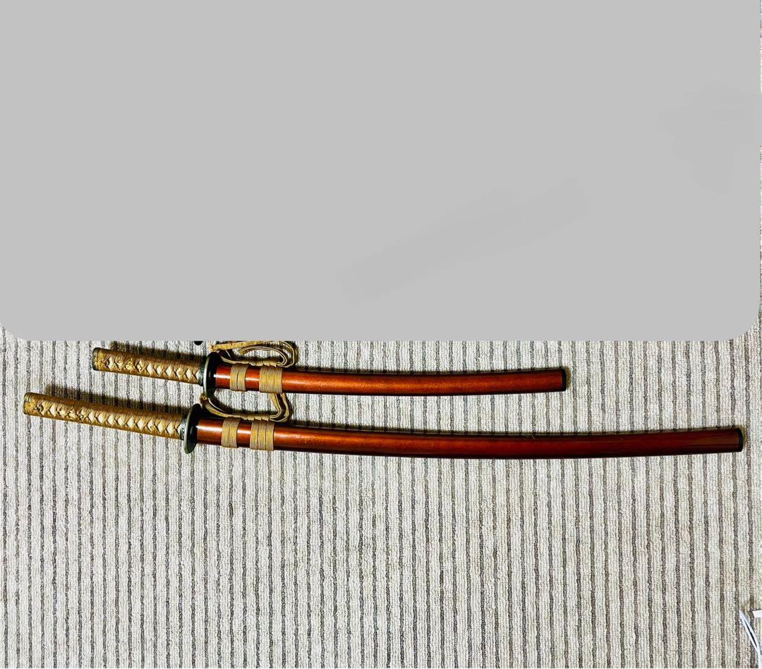 模造刀 日本刀 武具 刀剣 居合刀 2本セット 刀剣 太刀 脇差（C03）