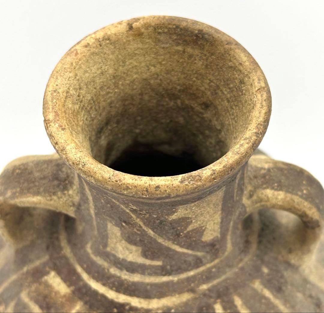 【土器】鑑定カード付 黄地黒彩壺 チャンカイ文化後期 プレコロンビア