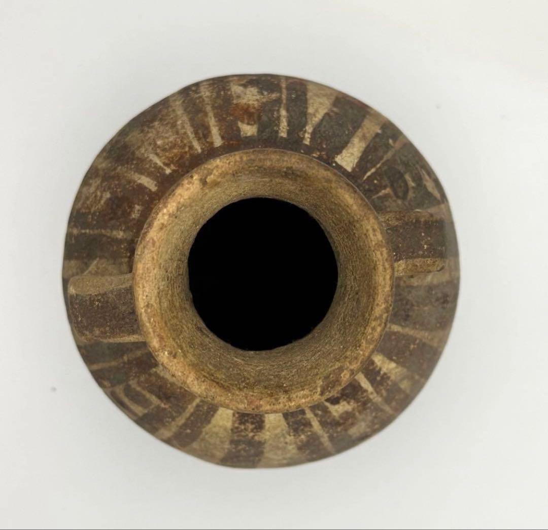 【土器】鑑定カード付 黄地黒彩壺 チャンカイ文化後期 プレコロンビア