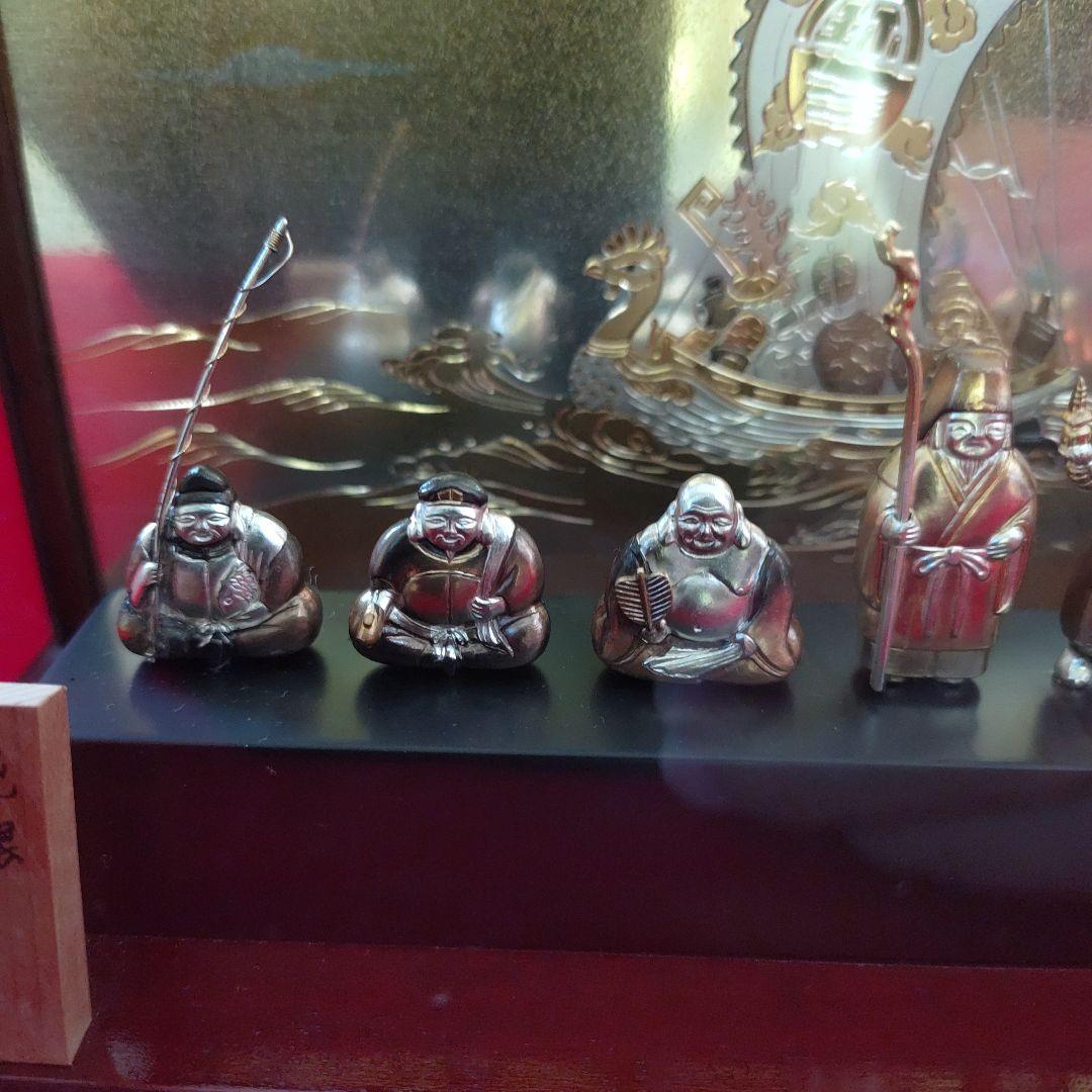 銀製・武比古作、縁起物七福神置物