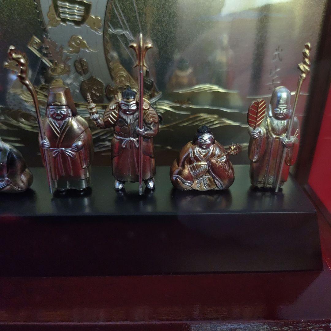 銀製・武比古作、縁起物七福神置物