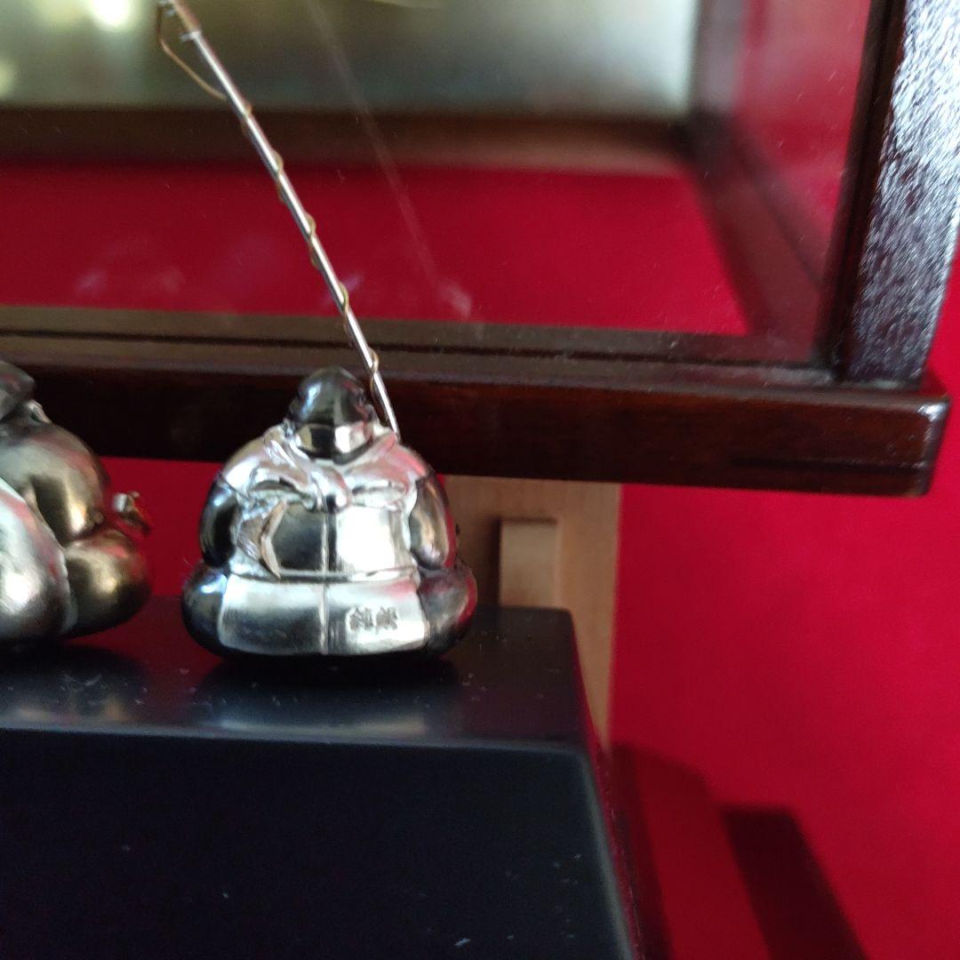 銀製・武比古作、縁起物七福神置物