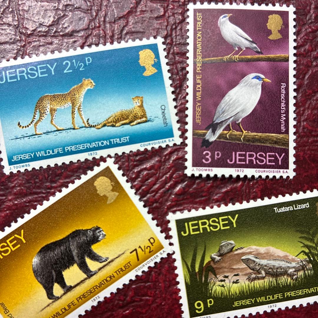 76581セール現品限　外国切手　英領ジャージー諸島発行生物4種揃
