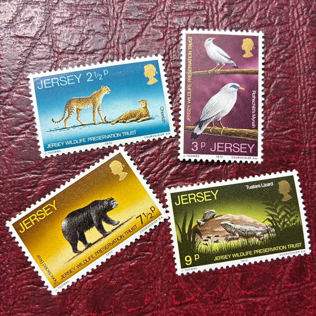 76581セール現品限　外国切手　英領ジャージー諸島発行生物4種揃