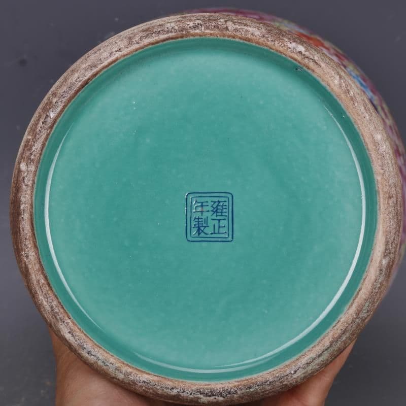 清 雍正 蒔金粉彩 万花紋将軍缶 景徳鎮 陶磁器 装飾品 現代工芸品美術品 置物