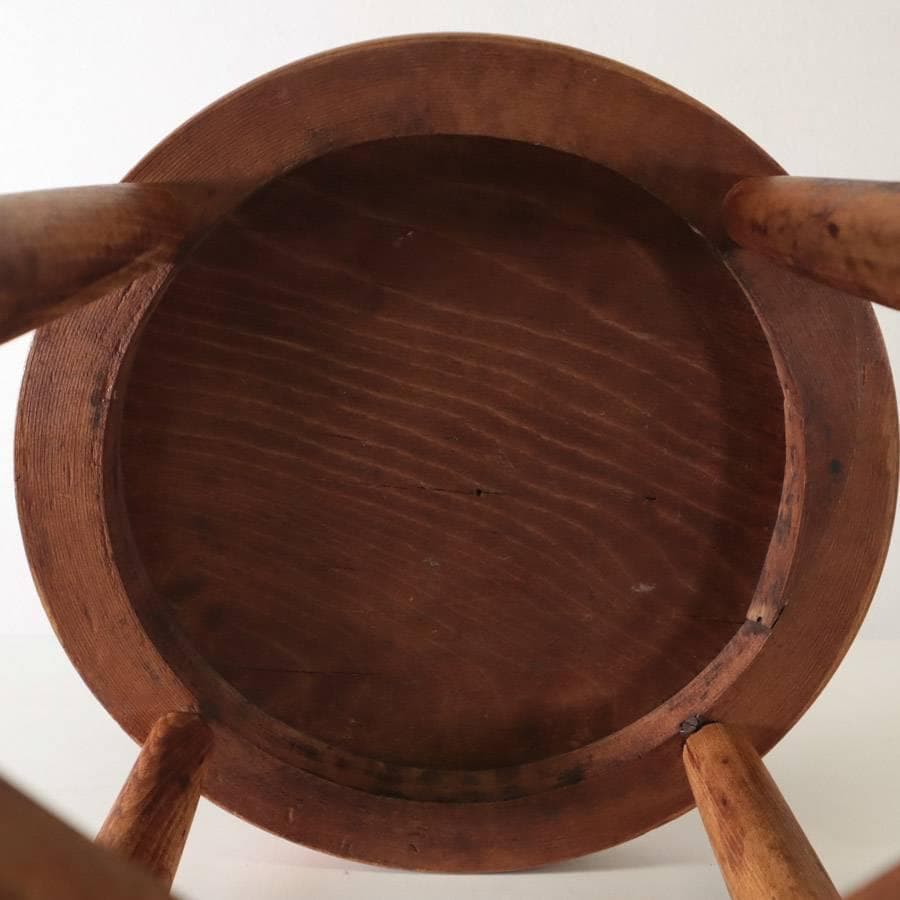 布座面のスツール 古家具 丸椅子 ラウンドスツール 美術室の椅子