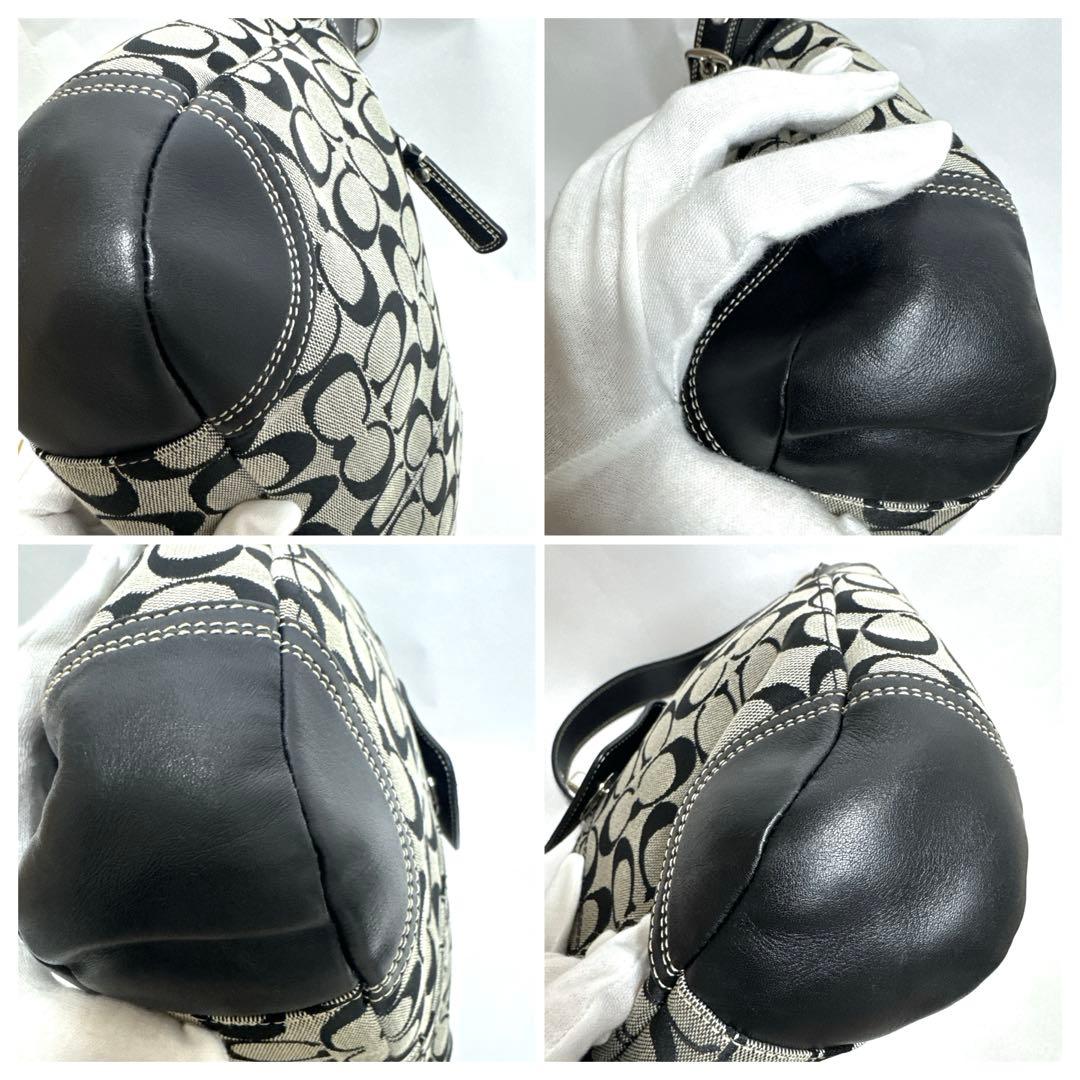 【美品】COACH シグネチャー ターンロック ホーボー ワンショルダーバッグ