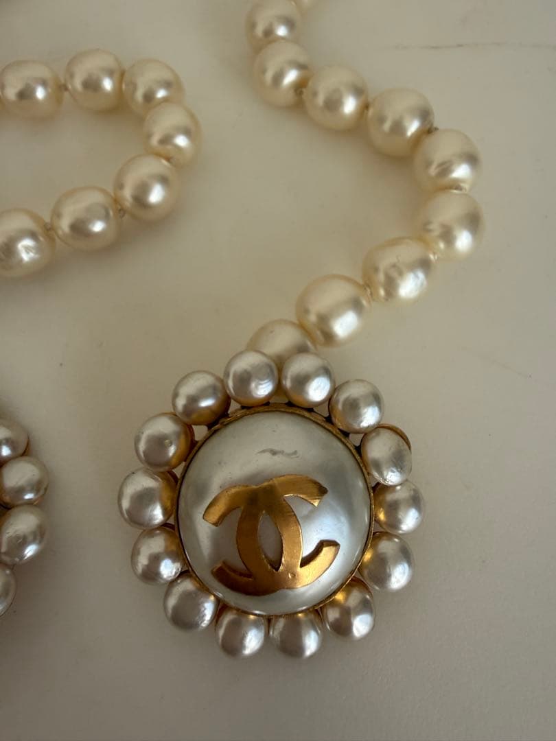 CHANEL ヴィンテージ パール アクセサリー ネックレス風ブローチ
