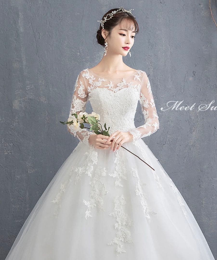 み*ん様 白 レース 長袖 ウェディングドレス 前撮り フォトウェディング 冬