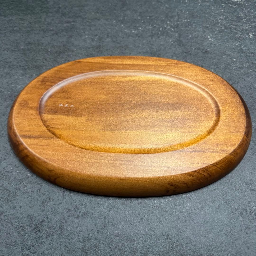 【新品未使用箱説明書付き】軽井沢彫 大阪屋家具店 楕円形 桜彫刻 33cm木製