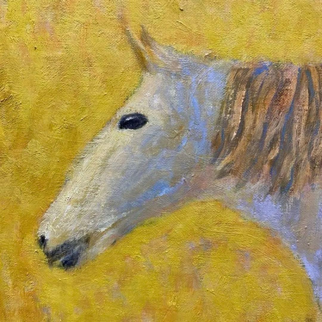 白馬と女性 F25 絵画 油彩画 風景画 人物画