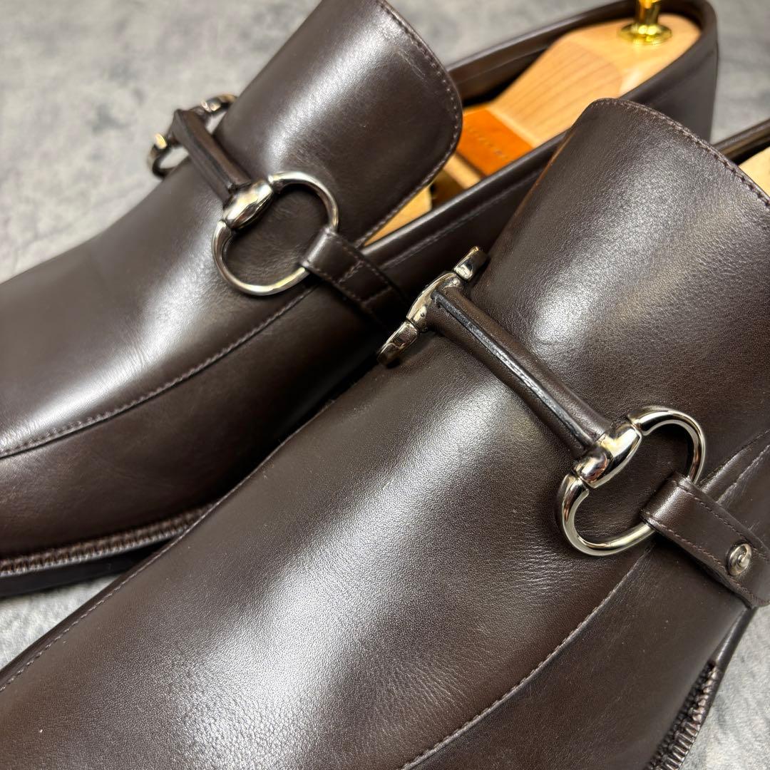 【美品】27.5cm グッチ ホースビット ローファ― 茶色 レザー ビジネス