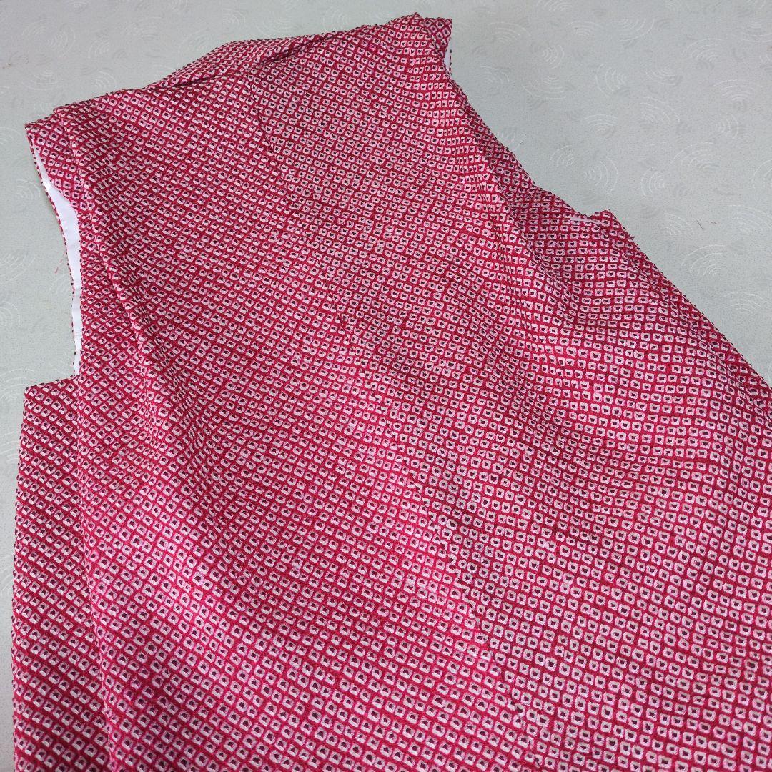 七五三３歳正絹総絞り手縫いの被布赤色（中綿無し）