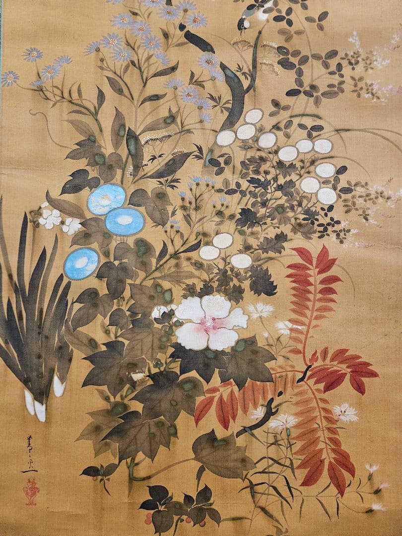 鈴木其一 　花鳥画　葵紋表装　琳派　酒井抱一弟子