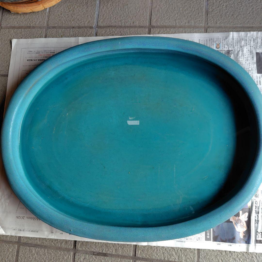 水盤　大型水盤　横幅６３㌢　楕円　華道具　華展用　嵯峨御流　池坊　小原流