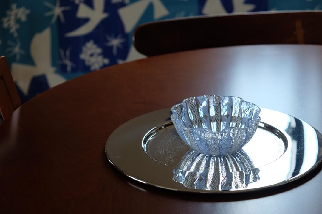 レースガラス 吹きガラス グラス 花瓶/ワイングラス 昭和レトロ 江波冨士子/