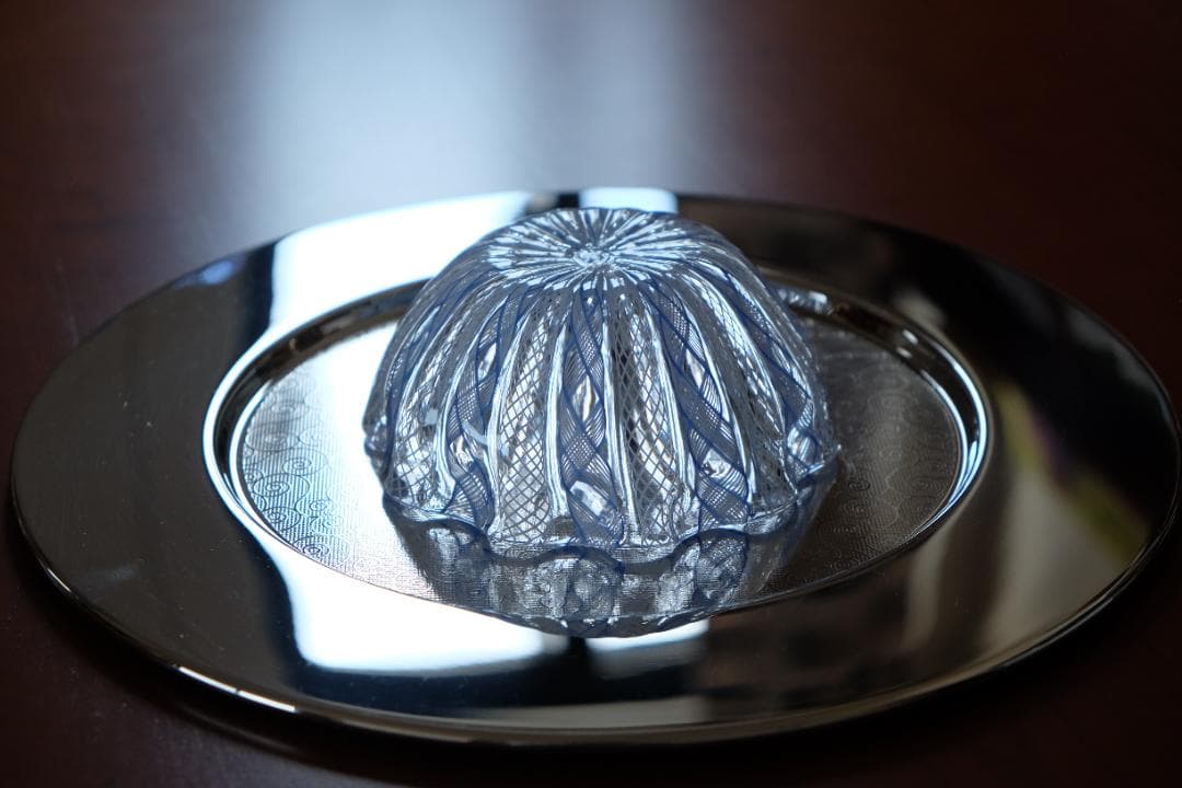 レースガラス 吹きガラス グラス 花瓶/ワイングラス 昭和レトロ 江波冨士子/