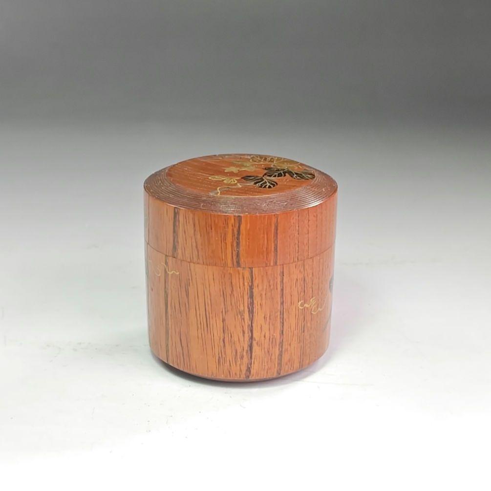 イ975 棗『道場宗廣作』『六瓢　欅　雪吹　茶器　共箱』蒔絵　漆塗　茶道具