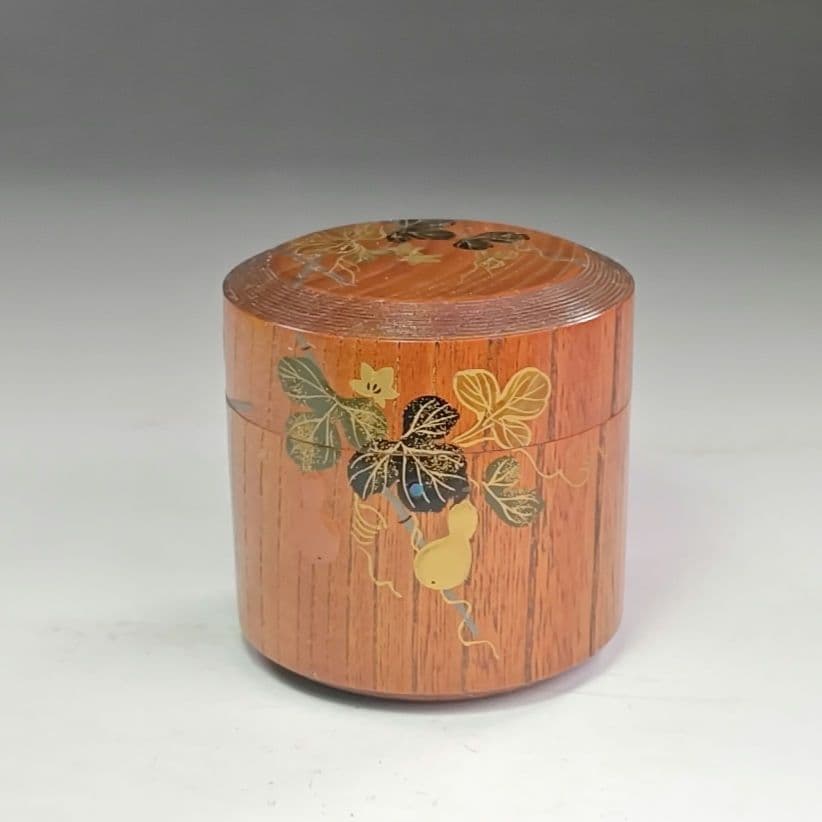 イ975 棗『道場宗廣作』『六瓢　欅　雪吹　茶器　共箱』蒔絵　漆塗　茶道具