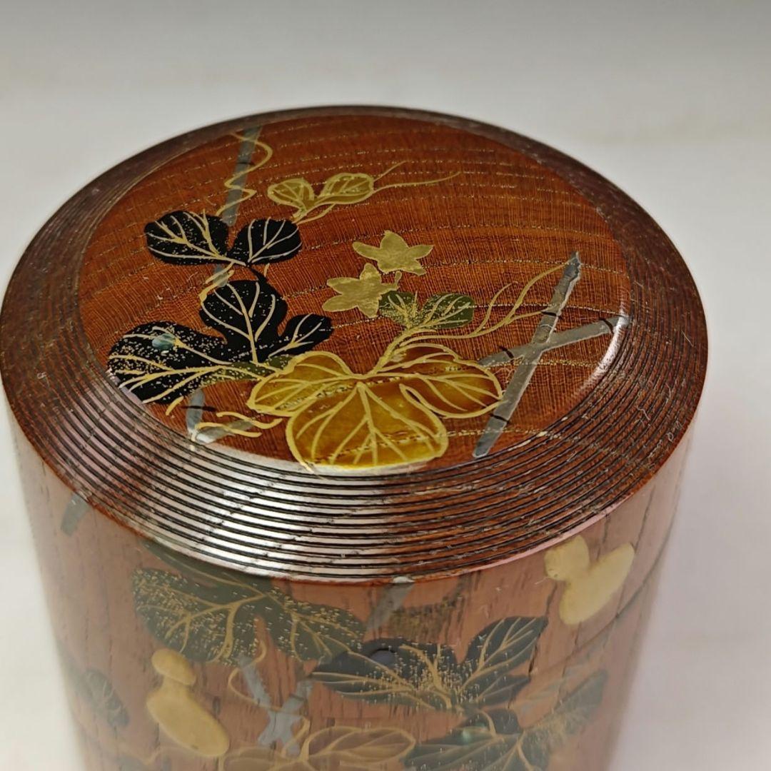 イ975 棗『道場宗廣作』『六瓢　欅　雪吹　茶器　共箱』蒔絵　漆塗　茶道具