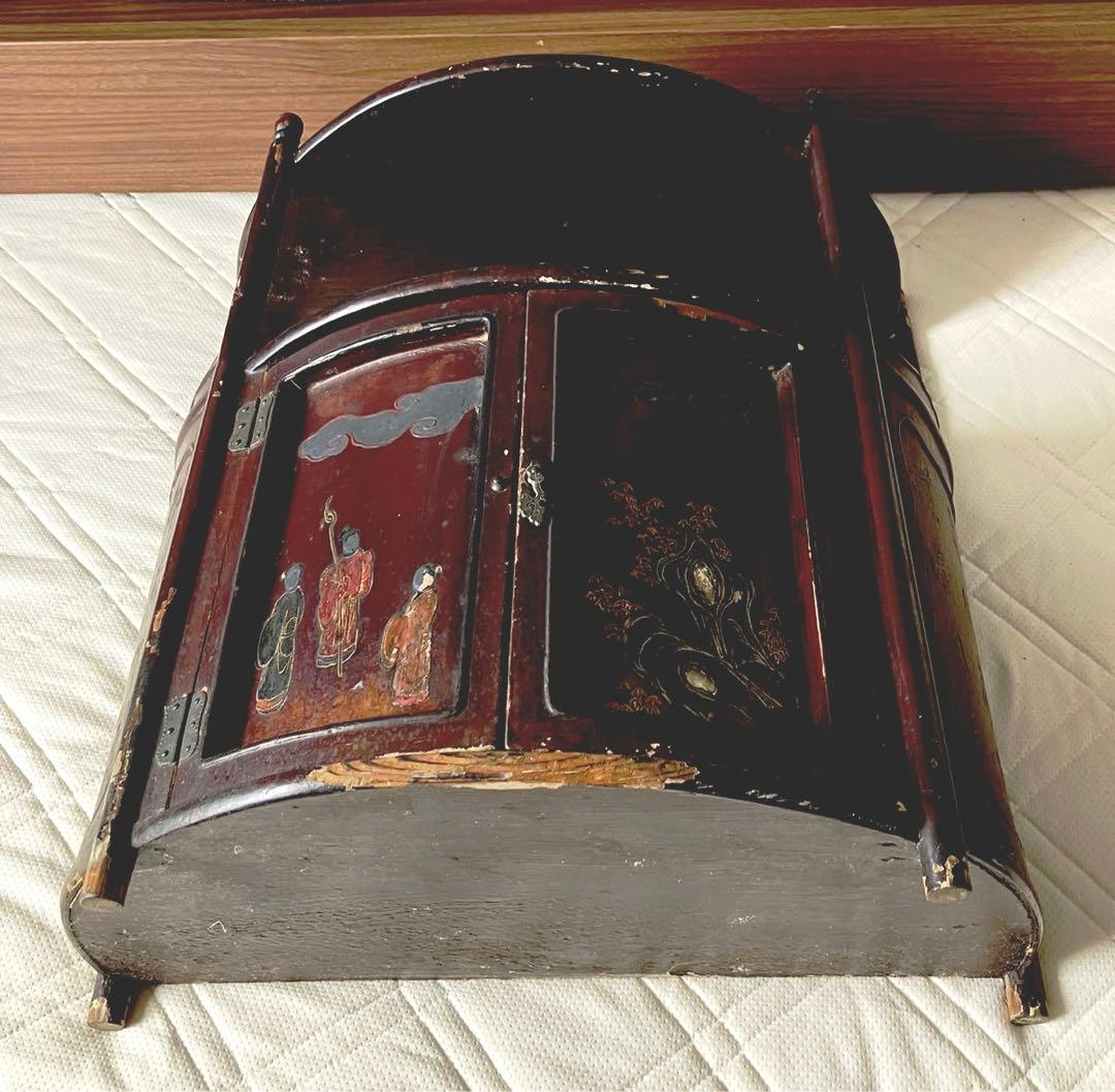 骨董品　唐木家具本花梨 総無垢 茶棚 茶道具 飾棚 彫刻 透かし彫り 煎茶道具