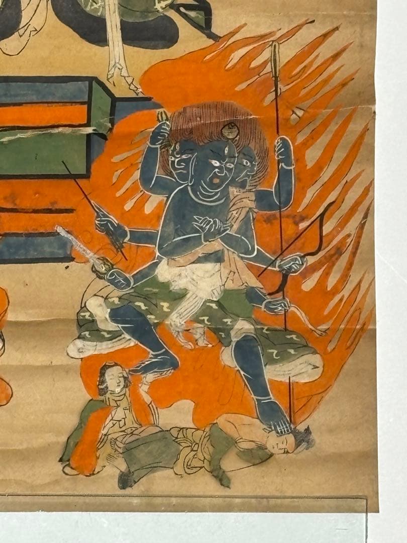 「五大明王像図」彩色木版刷り 1枚|不動明王 仏教美術 仏像 真言宗 高野山