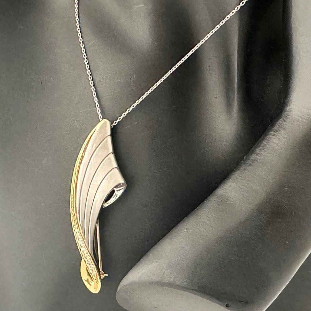 pt900．k18．ダイヤ入り、ペンダント、ブローチ、No.421.