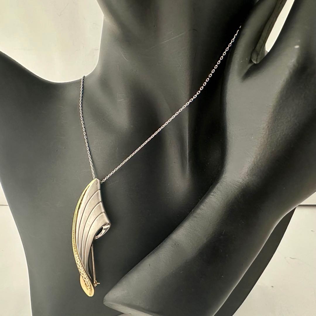 pt900．k18．ダイヤ入り、ペンダント、ブローチ、No.421.