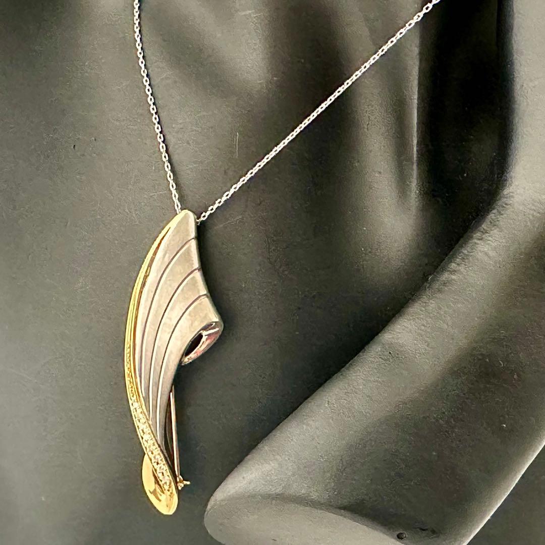 pt900．k18．ダイヤ入り、ペンダント、ブローチ、No.421.