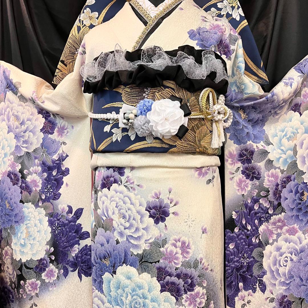 ◾️振袖フルセット■大輪牡丹桜◾️銀通し■成人式振り袖■振袖一式