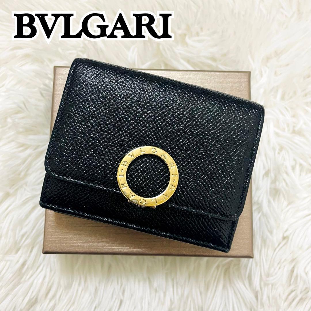 極美✨付属完備✨BVLGARI 三つ折り財布 ビーゼロワン レザー ブラック