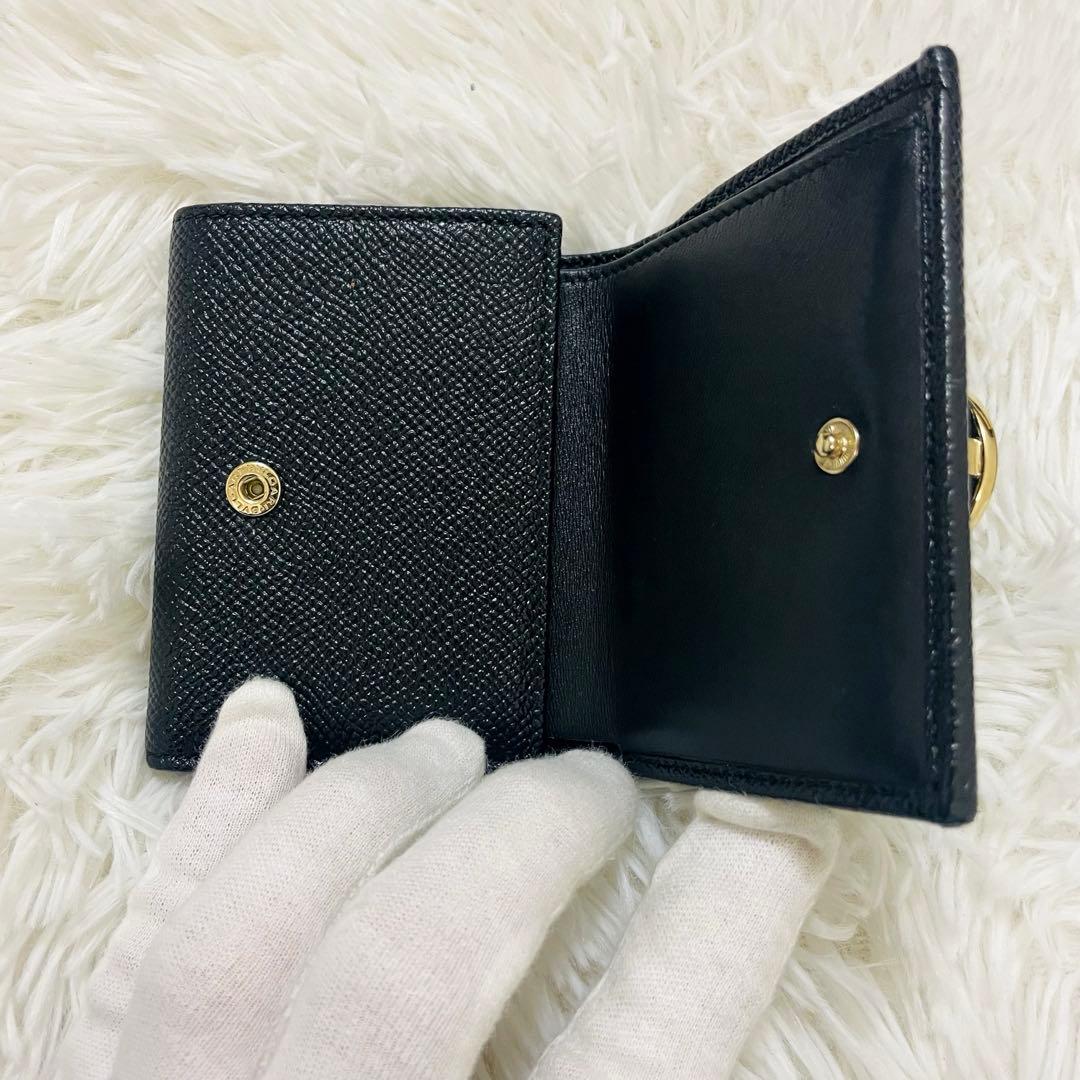 極美✨付属完備✨BVLGARI 三つ折り財布 ビーゼロワン レザー ブラック