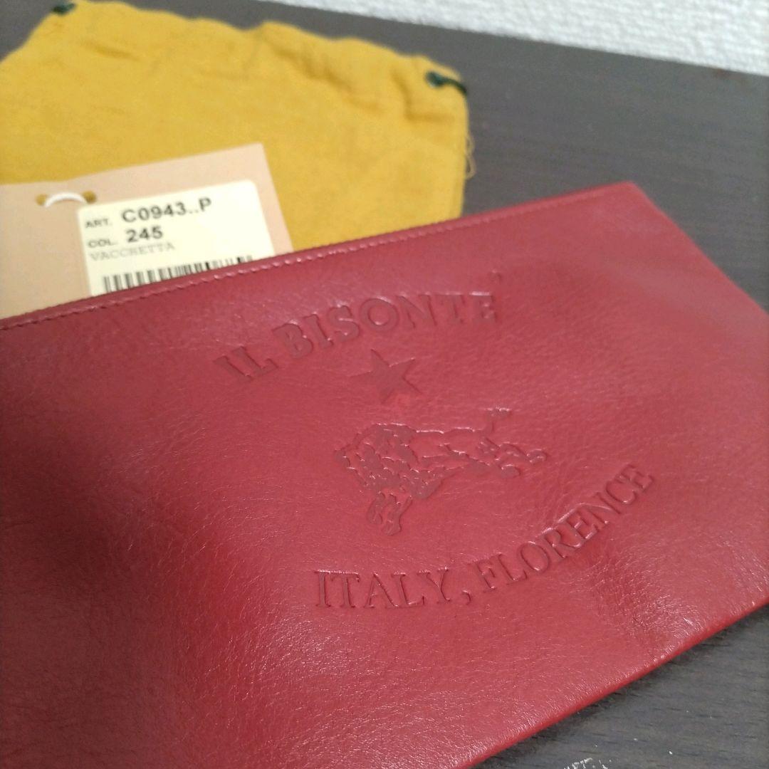 新品 イルビゾンテ 本革 ポーチ 小銭入れ カードケース レッド ロッソ 赤