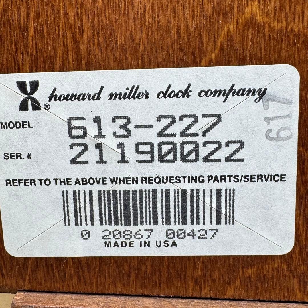 R*k様 ハワードミラー 613-227 壁掛け時計 ウェストミンスター チャイ
