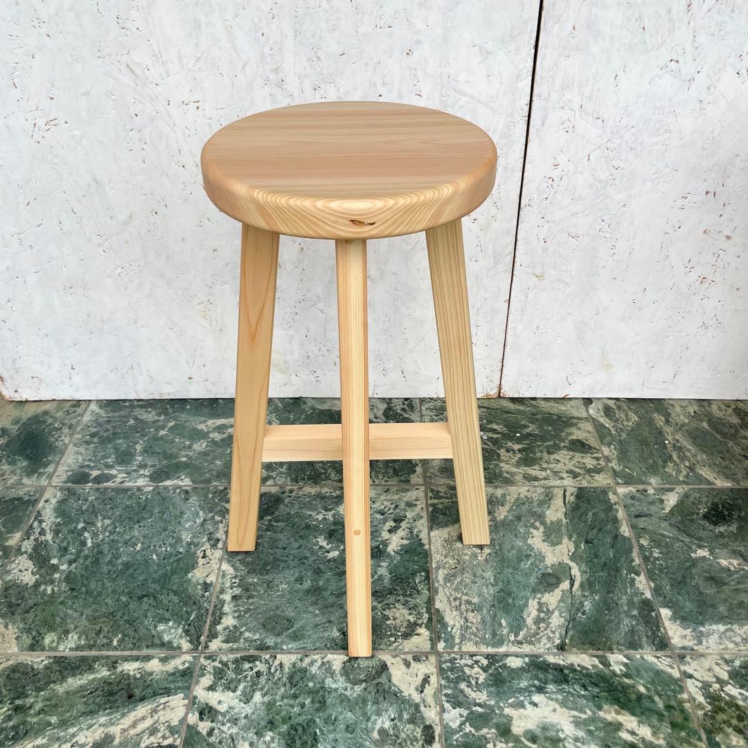 みかん　国産ひのき　木製スツール　カウンターチェアー　丸椅子　3脚