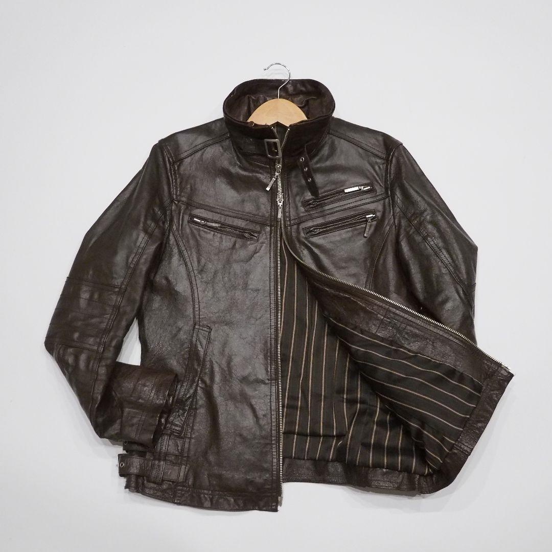 A.S.M シングルライダースジャケット 2way ファー付き 本革 48