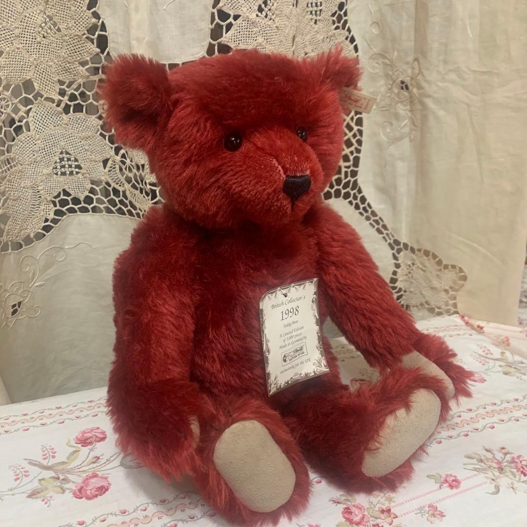 シュタイフ Steiff白ダグ　クマ　熊　ベア　レッド