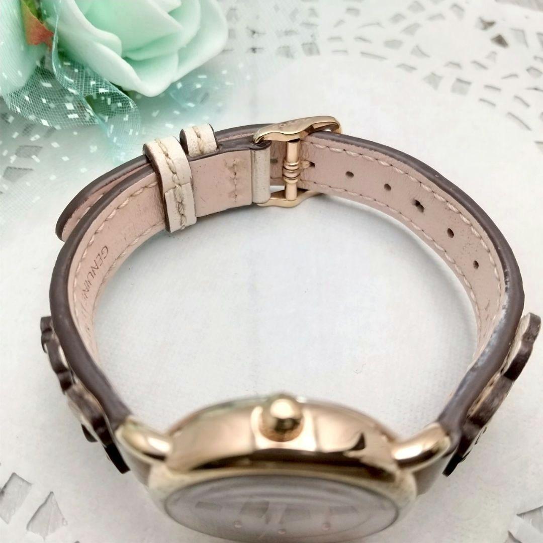 稼働品 箱付き 美品 コーチ 腕時計 レディース フラワーデザイン 馬車ロゴ