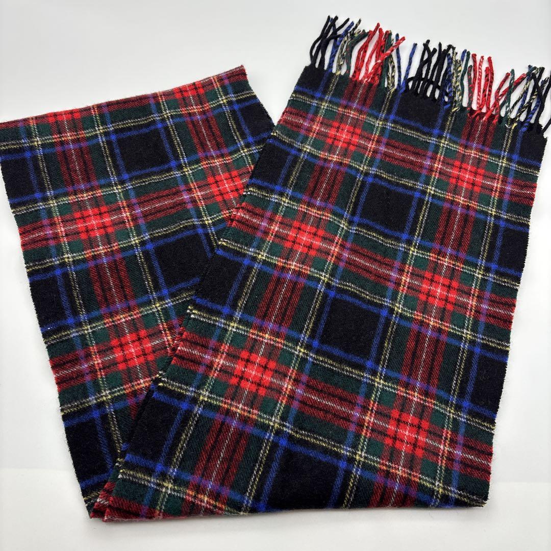 (美品) ジョンストンズオブエルガン カシミヤ100% マフラー チェック