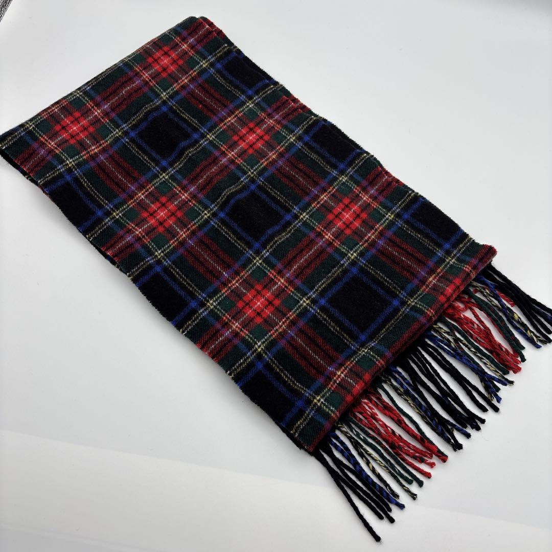 (美品) ジョンストンズオブエルガン カシミヤ100% マフラー チェック