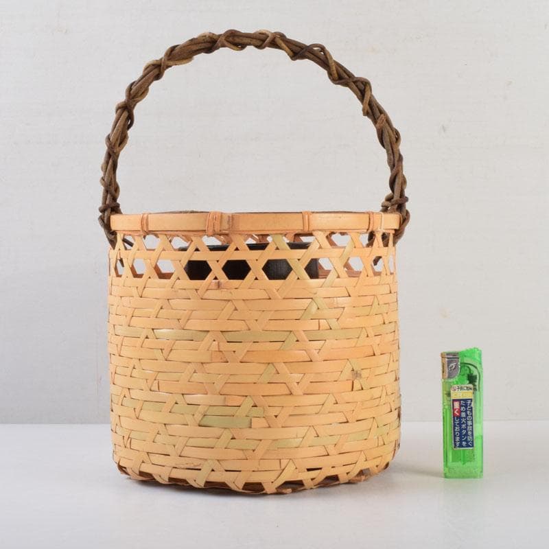 茶道具　竹製　花籠　箱付　N　9205A