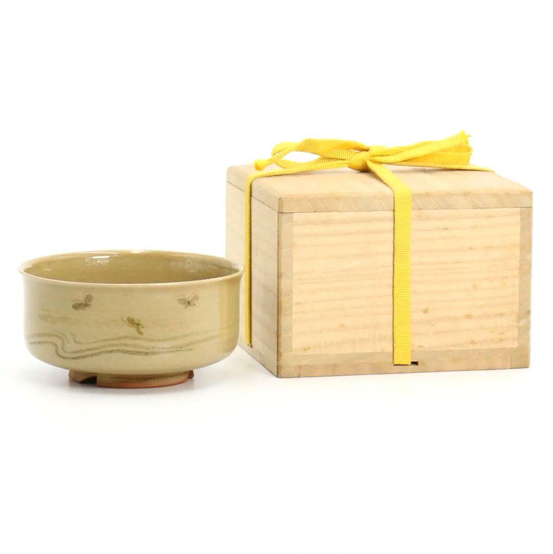 岡本英山作 虫明焼 蛍ノ絵茶碗 桂又三郎書付 茶道具　C255