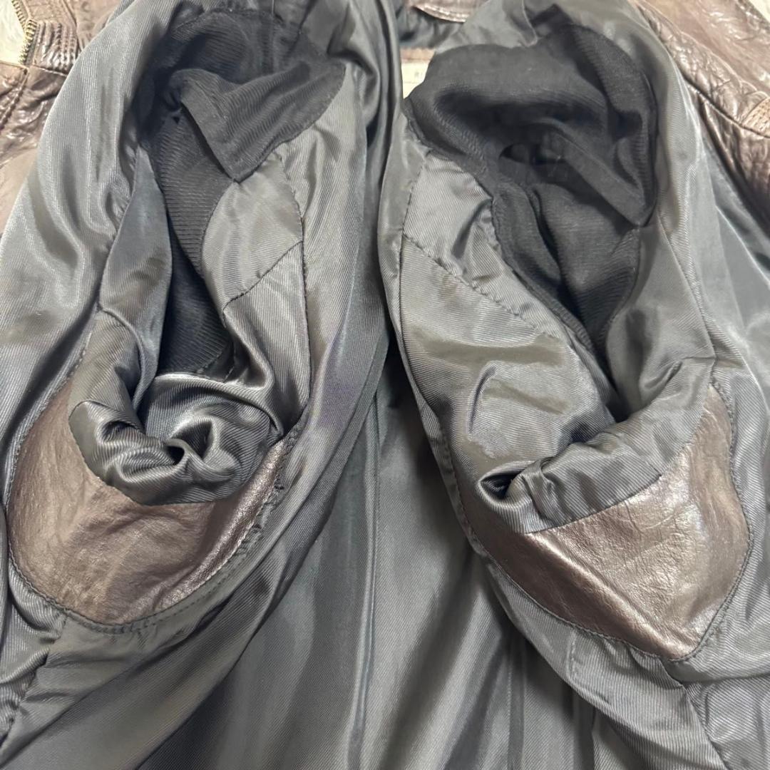 Harley-Davidson 　シングルライダース　牛革　ロゴ　エンボス　L