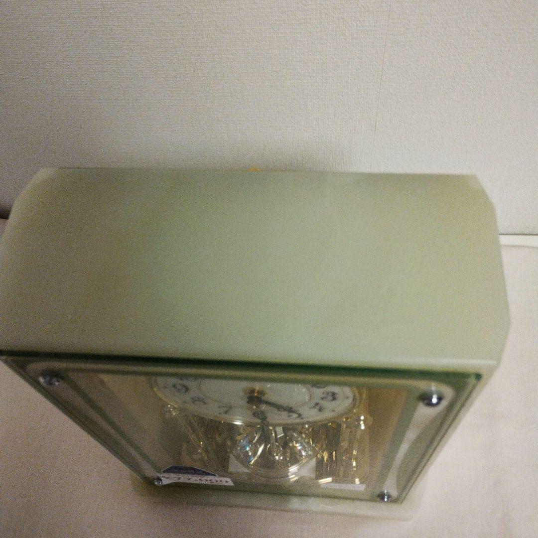 新品リズム電波置時計重厚感ある綺麗な大型グリーンオニックス石枠QE2 -S47N