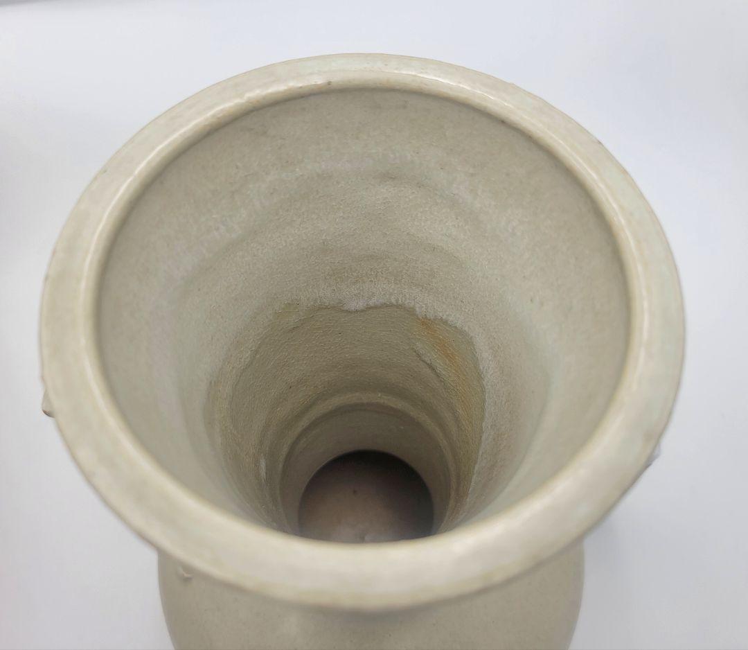 かまくら山焼　下中彌三郎作　耳付きかぶら花生　共箱　茶道具　骨董品　美術品