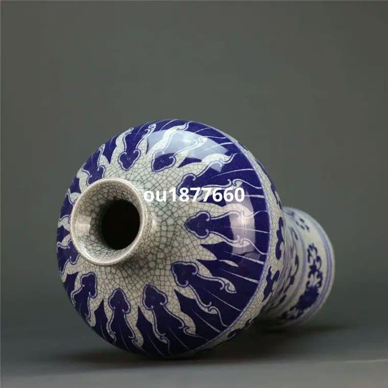 青花纏子蓮紋梅瓶 景徳鎮 陶磁器 装飾品 現代工芸品 美術品 置物