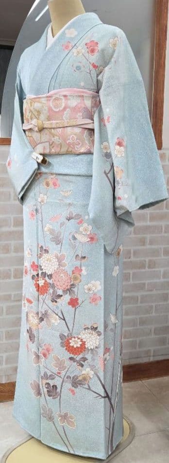 訪問着4点フルセット着物、袋帯、帯締め、帯揚げ トールサイズ対応