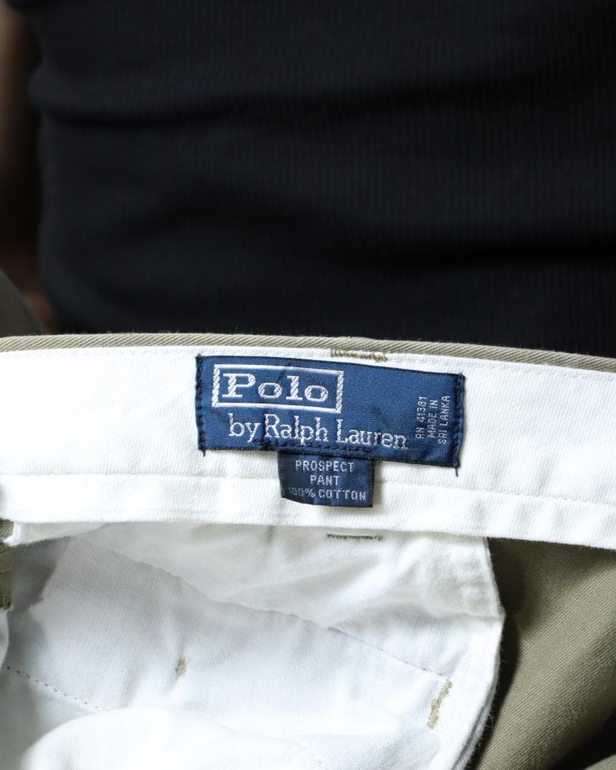 90s ラルフローレン クラシック ワイド チノパン ポロチノ W42 カーキ