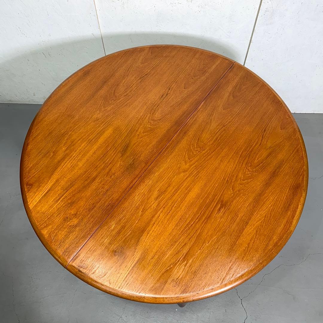 デンマーク ヴィンテージ ラウンドエクステンションテーブル(301) ※脚着脱可