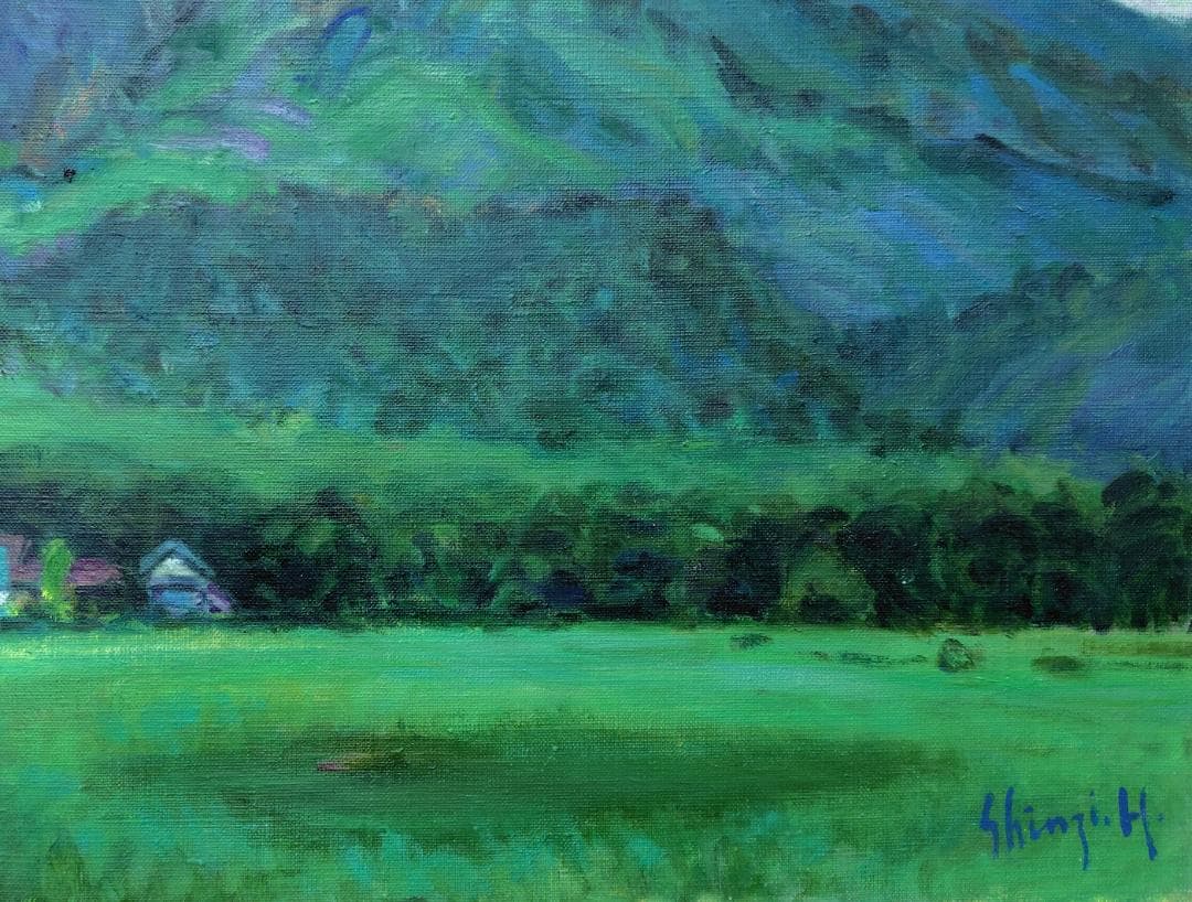 「行く夏」P15 1993 油彩画 風景画 油絵 アート 絵画 尾瀬 燧ヶ岳